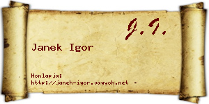 Janek Igor névjegykártya