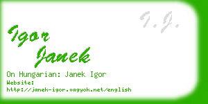 igor janek business card